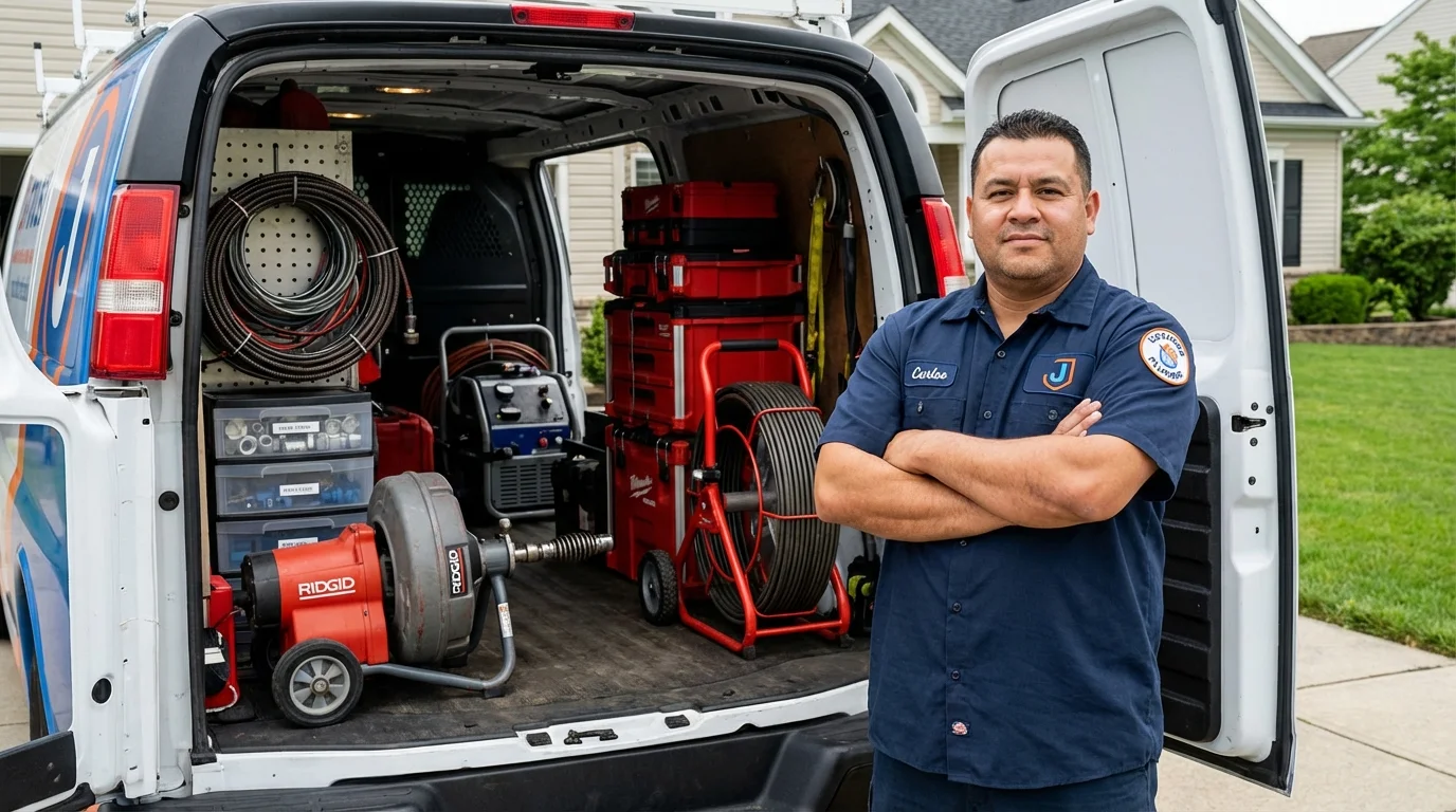 Professional drain cleaning equipment and Johns Plumbing LLC plumber in Luzerne