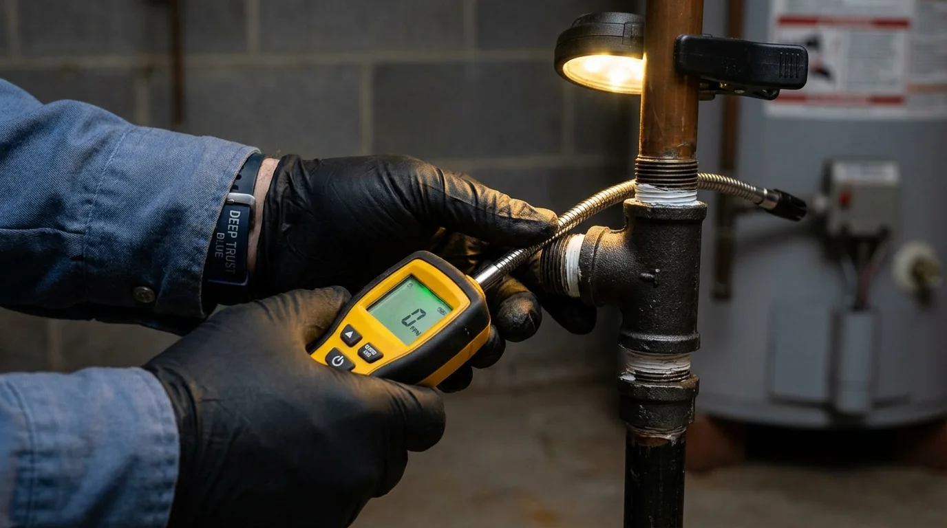 Gas leak detection with electronic sniffer by Johns Plumbing LLC in Luzerne