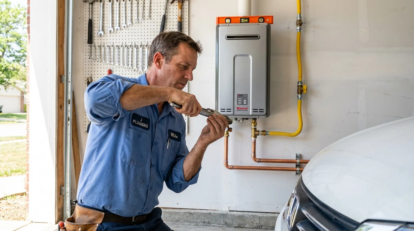 Tankless water heater installation by a Johns Plumbing LLC plumber in Luzerne